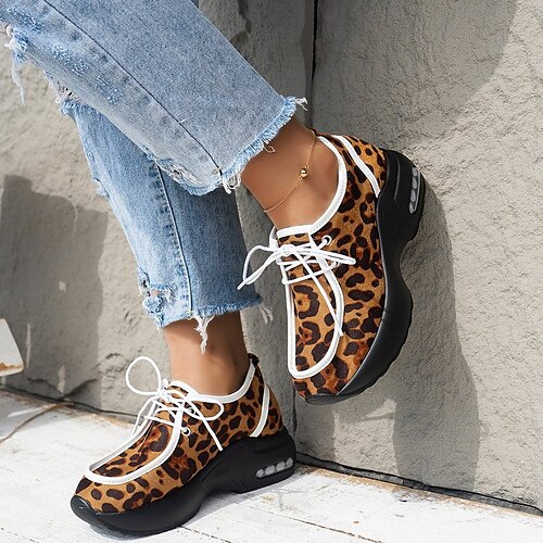 Dame Treningssko Store størrelser Daglig Plattform Rund Tå Fritid minimalisme Lerret Snøring Leopard Ensfarget Leopard Svart Oransje
Dame Treningssko Store størrelser Daglig Plattform Rund Tå Fritid minimalisme Lerret Snøring Leopard Ensfarget Leopard Svart Oransje