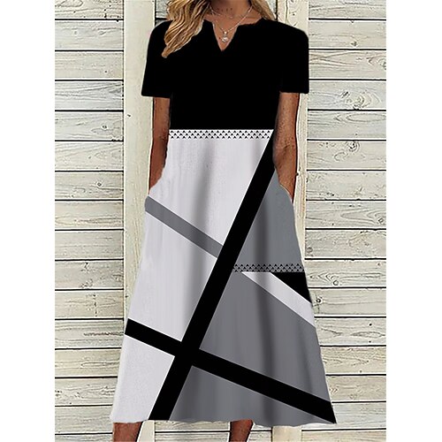 Dame Uformell kjole Skiftkjole Swingkjole Geometrisk Fargeblokk Lomme Trykt mønster V-hals Midikjole Aktiv Mote utendørs Feriereise Kortermet Normal Svart Vår Sommer S M L XL XXL
Dame Uformell kjole Skiftkjole Swingkjole Geometrisk Fargeblokk Lomme Trykt mønster V-hals Midikjole Aktiv Mote utendørs Feriereise Kortermet Normal Svart Vår Sommer S M L XL XXL