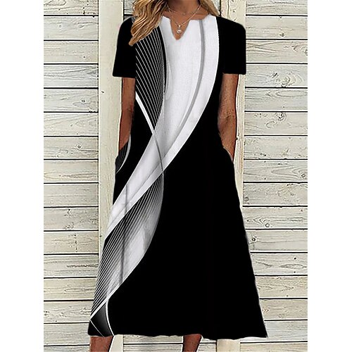 Dame Uformell kjole Skiftkjole Swingkjole Geometrisk Fargeblokk Lomme Trykt mønster V-hals Midikjole Aktiv Mote utendørs Feriereise Kortermet Normal Svart Vår Sommer S M L XL XXL
Dame Uformell kjole Skiftkjole Swingkjole Geometrisk Fargeblokk Lomme Trykt mønster V-hals Midikjole Aktiv Mote utendørs Feriereise Kortermet Normal Svart Vår Sommer S M L XL XXL