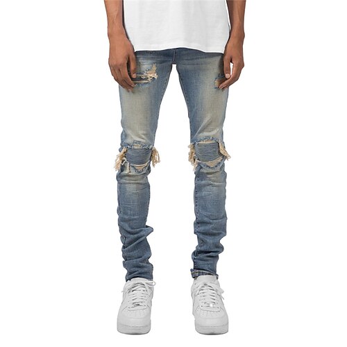 Herre Jeans Mager Bukser Denimbukser Lomme dratt Ensfarget Komfort Anvendelig utendørs Daglig Stilfull Fritid Svart Lyseblå
Herre Jeans Mager Bukser Denimbukser Lomme dratt Ensfarget Komfort Anvendelig utendørs Daglig Stilfull Fritid Svart Lyseblå