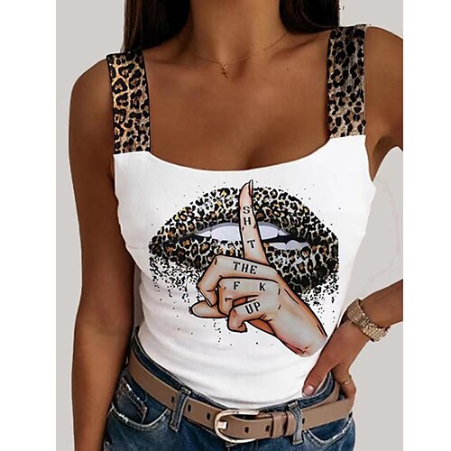 Dame Singleter Går ut topper Sommertopper Konserttopper Hvit Rosa Blå Leopard Trykt mønster Ermeløs Avslappet Helg Grunnleggende Firkantet hals Normal S
Dame Singleter Går ut topper Sommertopper Konserttopper Hvit Rosa Blå Leopard Trykt mønster Ermeløs Avslappet Helg Grunnleggende Firkantet hals Normal S
