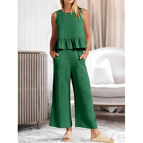 Dame Pyjamas Pyjamas top og bukser Sæt Ren farve Enkel Afslappet Blødt Hjem Daglig Seng Bambus Åndbart Remme Uden ærmer Strop Top Bukse Åben ryg Sommer Forår Sort militærgrøn
Dame Pyjamas Pyjamas top og bukser Sæt Ren farve Enkel Afslappet Blødt Hjem Daglig Seng Bambus Åndbart Remme Uden ærmer Strop Top Bukse Åben ryg Sommer Forår Sort militærgrøn