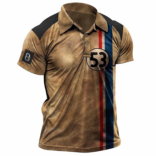 Herre POLO T-skjorte Golf skjorte Grafiske trykk Årgang Aftæpning Kakifarget utendørs Gate Kort Erme Knapp ned Trykt mønster Klær Sport Mote Gatemote Designer
Herre POLO T-skjorte Golf skjorte Grafiske trykk Årgang Aftæpning Kakifarget utendørs Gate Kort Erme Knapp ned Trykt mønster Klær Sport Mote Gatemote Designer