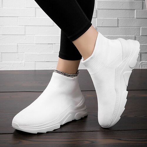 Dame Kondisko Flyknit sko Slip-on sneakers udendørs Daglig Sommer Flade hæle Rund Tå Sporty Afslappet Løb Flyvende vævning Hjemmesko Helfarve Hvid
Dame Kondisko Flyknit sko Slip-on sneakers udendørs Daglig Sommer Flade hæle Rund Tå Sporty Afslappet Løb Flyvende vævning Hjemmesko Helfarve Hvid