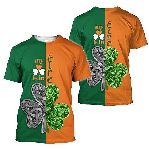 Herre T-shirt T-Shirts Grafisk Farveblok St. Patrick's dag Clover Rund hals Tøj 3D-udskrivning udendørs Afslappet Kortærmet Trykt mønster Årgang Mode Designer
Herre T-shirt T-Shirts Grafisk Farveblok St. Patrick's dag Clover Rund hals Tøj 3D-udskrivning udendørs Afslappet Kortærmet Trykt mønster Årgang Mode Designer