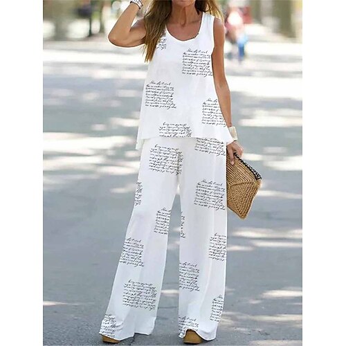 Per donna loungewear Completi Alfabetico Di tendenza Informale Strada Appuntamento Aeroporto Poliestere Traspirante Girocollo Senza maniche Pantalone Estate Primavera Bianco
Per donna loungewear Completi Alfabetico Di tendenza Informale Strada Appuntamento Aeroporto Poliestere Traspirante Girocollo Senza maniche Pantalone Estate Primavera Bianco