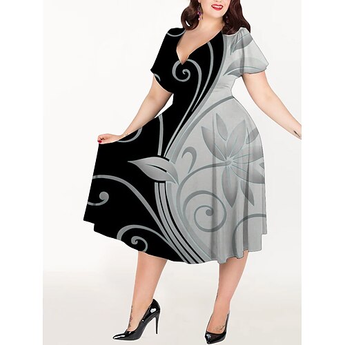 taglie forti da donna abito formale casual linea svasata abito formale blocchi di colore grafico abito formale midi manica corta stampa scollo a V elegante festa nero estate primavera l xl xxl 3xl 4xl
taglie forti da donna abito formale casual linea svasata abito formale blocchi di colore grafico abito formale midi manica corta stampa scollo a V elegante festa nero estate primavera l xl xxl 3xl 4xl