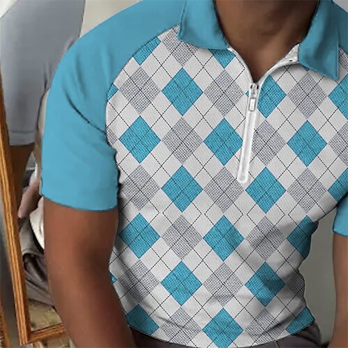 Herre Zip Polo Arbeid Dagligdagstøy Aftæpning Kort Erme Mote Klassisk Stil Geometrisk 3D-utskrift Halv glidelås Sommer Rød Blå Zip Polo
Herre Zip Polo Arbeid Dagligdagstøy Aftæpning Kort Erme Mote Klassisk Stil Geometrisk 3D-utskrift Halv glidelås Sommer Rød Blå Zip Polo
