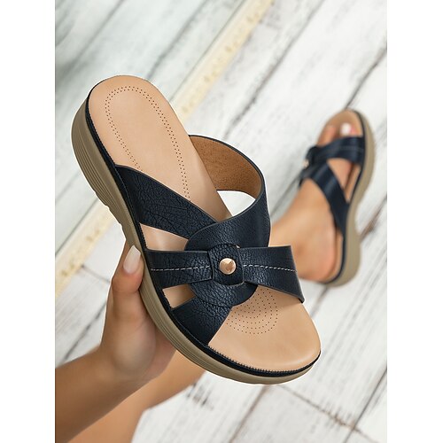 Per donna Pantofole Sandali con la zeppa Sandali con plateau Giornaliero Traforato Zeppa Occhio di pernice minimalismo Similpelle Mocassino Tinta unica Blu scuro
Per donna Pantofole Sandali con la zeppa Sandali con plateau Giornaliero Traforato Zeppa Occhio di pernice minimalismo Similpelle Mocassino Tinta unica Blu scuro