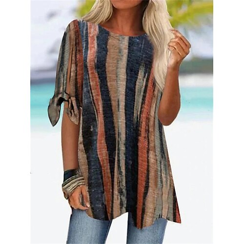 Mujer Camiseta Rosa Azul Piscina Marrón A Rayas Estampado Manga Corta Casual Básico Escote Redondo Largo S
Mujer Camiseta Rosa Azul Piscina Marrón A Rayas Estampado Manga Corta Casual Básico Escote Redondo Largo S