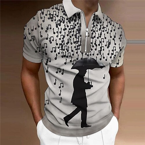 Herre POLO Trøje Zip Polo Golftrøje Grafiske tryk Musik Noder Aftæpning Blå Grå udendørs Gade Kort Ærme Lynlås Trykt mønster Tøj Mode Designer Afslappet Åndbart
Herre POLO Trøje Zip Polo Golftrøje Grafiske tryk Musik Noder Aftæpning Blå Grå udendørs Gade Kort Ærme Lynlås Trykt mønster Tøj Mode Designer Afslappet Åndbart