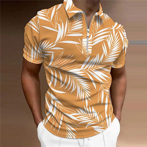 Herre POLO T-skjorte Zip Polo Golf skjorte Grafiske trykk Blader Aftæpning Hvit Oransje utendørs Gate Kort Erme Glidelås Trykt mønster Klær Mote Designer Fritid Pustende
Herre POLO T-skjorte Zip Polo Golf skjorte Grafiske trykk Blader Aftæpning Hvit Oransje utendørs Gate Kort Erme Glidelås Trykt mønster Klær Mote Designer Fritid Pustende