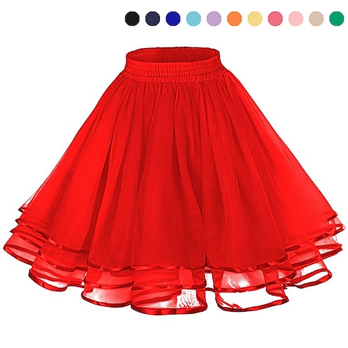 

1950s Princess Petticoat Hoop Skirt Tutu Under Skirt Crinoline Tulle Skirt Women's Costume Vintage Cosplay Party / Evening Prom Above Knee Skirt