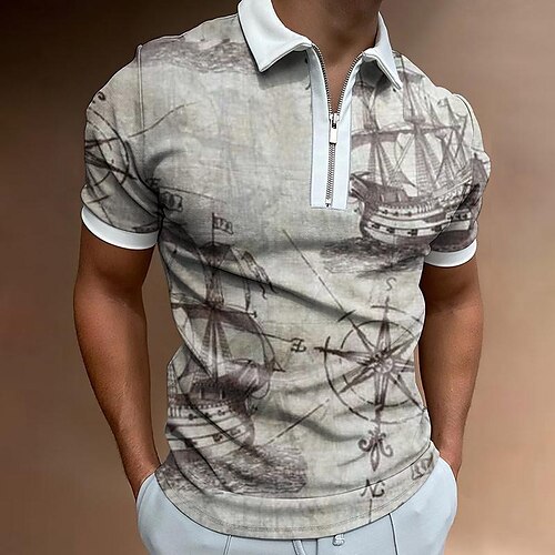 Herre POLO T-skjorte Zip Polo Golf skjorte Grafiske trykk Årgang Kompass Aftæpning Grå utendørs Gate Kort Erme Glidelås Trykt mønster Klær Mote Designer Fritid Pustende
Herre POLO T-skjorte Zip Polo Golf skjorte Grafiske trykk Årgang Kompass Aftæpning Grå utendørs Gate Kort Erme Glidelås Trykt mønster Klær Mote Designer Fritid Pustende