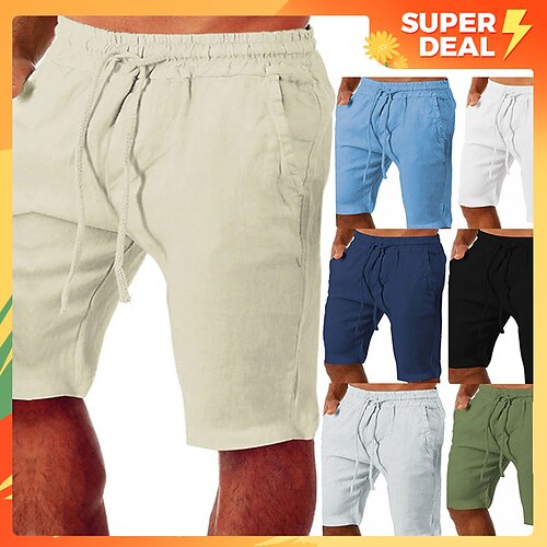 Men's Linen Shorts Summer Shorts Pocket Drawstring Elastic Waist Plain Comfort Outdoor Daily Going out Linen / Cotton Blend Fashion Streetwear Black White
Men's Linen Shorts Summer Shorts Pocket Drawstring Elastic Waist Plain Comfort Outdoor Daily Going out Linen / Cotton Blend Fashion Streetwear Black White