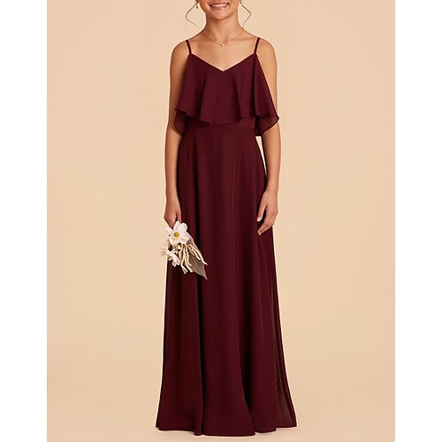 A-linje Gulvlengde Løse skuldre Chiffon Junior brudepike kjoler og kjoler Med Drapert لون واحد Gjestekjole for barn 4-16 år
A-linje Gulvlengde Løse skuldre Chiffon Junior brudepike kjoler og kjoler Med Drapert لون واحد Gjestekjole for barn 4-16 år