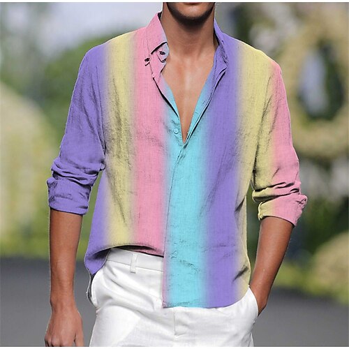 Hombre Camisa A Rayas Estampados Cuello Vuelto Rosa Azul Piscina Morado Verde Trébol Exterior Calle Manga Larga Estampado Ropa Moda Ropa de calle Design Casual
Hombre Camisa A Rayas Estampados Cuello Vuelto Rosa Azul Piscina Morado Verde Trébol Exterior Calle Manga Larga Estampado Ropa Moda Ropa de calle Design Casual