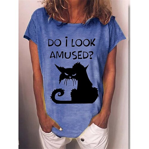 Damen T Shirt Schwarz Rote Blau Katze Text Bedruckt Kurzarm Täglich Wochenende Basic Rundhalsausschnitt Standard Katze Farbe S
Damen T Shirt Schwarz Rote Blau Katze Text Bedruckt Kurzarm Täglich Wochenende Basic Rundhalsausschnitt Standard Katze Farbe S