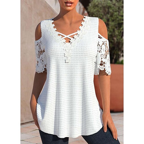 Damen Hemd Bluse Weiß Glatt Spitze Ausgeschnitten Kurzarm Casual Basic V Ausschnitt Standard S
Damen Hemd Bluse Weiß Glatt Spitze Ausgeschnitten Kurzarm Casual Basic V Ausschnitt Standard S