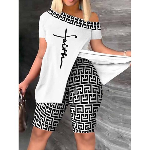 Dame Store størrelser lounge Sett Bokstaver Gitter / Teppe Mote Fritid Gate Stevnemøte Flyplass Polyester Pustende Kortermet T skjorte Shorts Sommer Vår Hvit Vin
Dame Store størrelser lounge Sett Bokstaver Gitter / Teppe Mote Fritid Gate Stevnemøte Flyplass Polyester Pustende Kortermet T skjorte Shorts Sommer Vår Hvit Vin