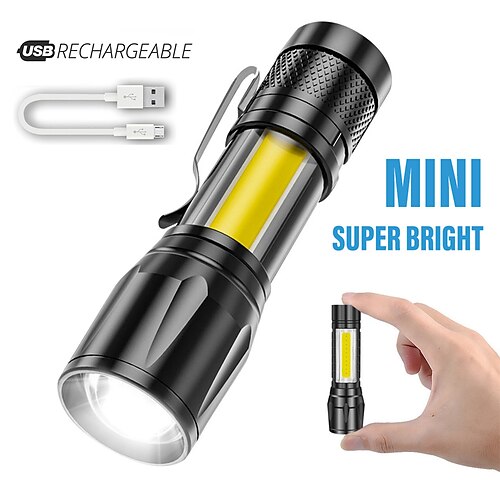 LED mini lommelykt oppladbar med cob sidelys belysningsavstand opptil 300 meter vanntett teleskopisk zoom
LED mini lommelykt oppladbar med cob sidelys belysningsavstand opptil 300 meter vanntett teleskopisk zoom