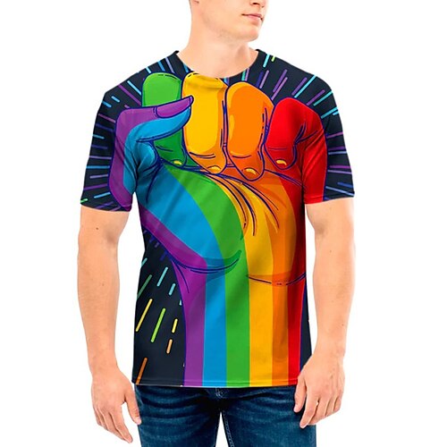 Herre T-shirt T-Shirts Grafisk Regnbue hænder Rund hals Tøj 3D-udskrivning udendørs Afslappet Kortærmet Trykt mønster Årgang Mode Designer
Herre T-shirt T-Shirts Grafisk Regnbue hænder Rund hals Tøj 3D-udskrivning udendørs Afslappet Kortærmet Trykt mønster Årgang Mode Designer