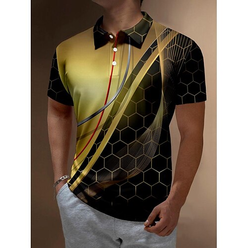 Herre POLO T-skjorte Golf skjorte Grafiske trykk Geometri Aftæpning Gull utendørs Gate Kort Erme Knapp ned Trykt mønster Klær Sport Mote Gatemote Designer
Herre POLO T-skjorte Golf skjorte Grafiske trykk Geometri Aftæpning Gull utendørs Gate Kort Erme Knapp ned Trykt mønster Klær Sport Mote Gatemote Designer
