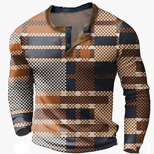Herre Vaffel Henley-skjorte T-skjorter Grafisk Fargeblokk Henley Klær 3D-utskrift utendørs Avslappet Langermet Knapp Grunnleggende Mote Designer
Herre Vaffel Henley-skjorte T-skjorter Grafisk Fargeblokk Henley Klær 3D-utskrift utendørs Avslappet Langermet Knapp Grunnleggende Mote Designer