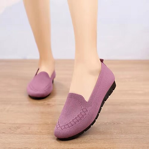 Dame Slip-Ons Loafers Flyknit sko Daglig Sommer Rund Tå Klassisk Fritid Flying Weaving Helfarge Vin Svart Lilla
Dame Slip-Ons Loafers Flyknit sko Daglig Sommer Rund Tå Klassisk Fritid Flying Weaving Helfarge Vin Svart Lilla