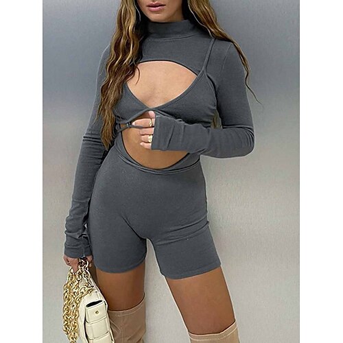 Mujer Mono Alta cintura Cortado Color sólido Escote Chino Sensual Calle Deporte Ajuste regular Manga Larga Gris S M L Verano
Mujer Mono Alta cintura Cortado Color sólido Escote Chino Sensual Calle Deporte Ajuste regular Manga Larga Gris S M L Verano