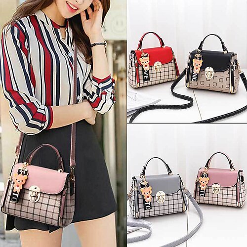 Dame Crossbody taske PU Læder Kontor Daglig Åndbart Holdbar Ternet Stor/sort Stor/Pink Stor / Vin
Dame Crossbody taske PU Læder Kontor Daglig Åndbart Holdbar Ternet Stor/sort Stor/Pink Stor / Vin