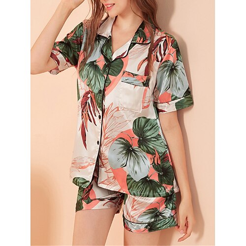 Dame Pyjamas Pyjamas top og bukser Sæt Blade Mode Afslappet Blødt Hjem Daglig Seng Satin Åndbart Knaphul Kortærmet Skjorte Shorts Knap Lomme Sommer Forår Grøn
Dame Pyjamas Pyjamas top og bukser Sæt Blade Mode Afslappet Blødt Hjem Daglig Seng Satin Åndbart Knaphul Kortærmet Skjorte Shorts Knap Lomme Sommer Forår Grøn