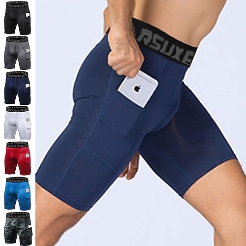 

Arsuxeo Men's Running Tight Shorts Compression Shorts with Phone Pocket High Waist Base Layer Athletic Spandex 4 Way Stretch Breathable Power Flex Yoga Fitness Gym Workout Sportswear Activewear Solid