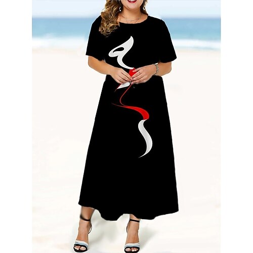 Per donna Plus Size Abito casual Astratto Vestito longuette Manica corta Stampa Girocollo Di tendenza Giornaliero Nero Estate Primavera L XL XXL 3XL 4XL
Per donna Plus Size Abito casual Astratto Vestito longuette Manica corta Stampa Girocollo Di tendenza Giornaliero Nero Estate Primavera L XL XXL 3XL 4XL