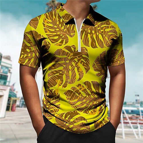Herre POLO Trøje Zip Polo Golftrøje Grafiske tryk Blade Aftæpning Gul Vin udendørs Gade Kort Ærme Lynlås Trykt mønster Tøj Mode Designer Afslappet Åndbart
Herre POLO Trøje Zip Polo Golftrøje Grafiske tryk Blade Aftæpning Gul Vin udendørs Gade Kort Ærme Lynlås Trykt mønster Tøj Mode Designer Afslappet Åndbart