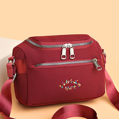 Dame Crossbody-veske Nylon Daglig Glidelås Vanntett Holdbar Helfarge Vin Svart Rosa
Dame Crossbody-veske Nylon Daglig Glidelås Vanntett Holdbar Helfarge Vin Svart Rosa