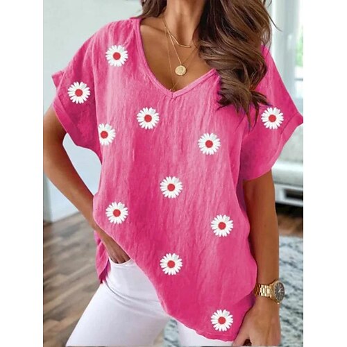 Mulheres Camisa Social Blusa Azul Roxo Laranja Floral Imprimir Manga Curta Casual Feriado Básico Decote V Padrão Tema Flores S
Mulheres Camisa Social Blusa Azul Roxo Laranja Floral Imprimir Manga Curta Casual Feriado Básico Decote V Padrão Tema Flores S