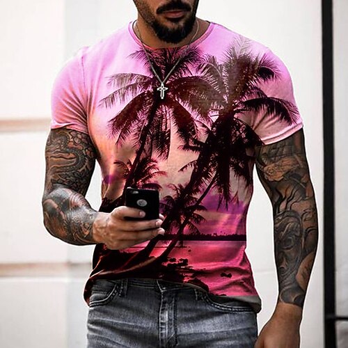 Herre T-shirt T-Shirts Grafisk Kokos palme Rund hals Tøj 3D-udskrivning udendørs Afslappet Kortærmet Trykt mønster Mode Designer Årgang
Herre T-shirt T-Shirts Grafisk Kokos palme Rund hals Tøj 3D-udskrivning udendørs Afslappet Kortærmet Trykt mønster Mode Designer Årgang