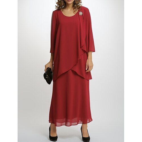 Linjeform Kjole til brudens mor Fest Enkel Elegant Øsehals Ankellengde Chiffon 3/4 ermer med Plissert Krystallbrosje 2023
Linjeform Kjole til brudens mor Fest Enkel Elegant Øsehals Ankellengde Chiffon 3/4 ermer med Plissert Krystallbrosje 2023