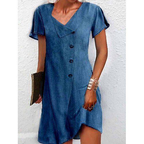 Dame Denimkjoler Hverdagskjole Mini kjole Denimstof Basale Moderne udendørs Daglig V-hals Knap Kortærmet Sommer Forår 2023 Løstsiddende Blå Vanlig S M L XL 2XL
Dame Denimkjoler Hverdagskjole Mini kjole Denimstof Basale Moderne udendørs Daglig V-hals Knap Kortærmet Sommer Forår 2023 Løstsiddende Blå Vanlig S M L XL 2XL