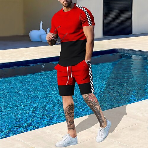 Herre T-skjorte drakter Joggedress Tennis skjorte Shorts og T-skjorte sett Fargeblokk Pledd / Tern Crew-hals Dagligdagstøy Feriereise Kort Erme 2 deler Klær Gymnastik Fritid
Herre T-skjorte drakter Joggedress Tennis skjorte Shorts og T-skjorte sett Fargeblokk Pledd / Tern Crew-hals Dagligdagstøy Feriereise Kort Erme 2 deler Klær Gymnastik Fritid