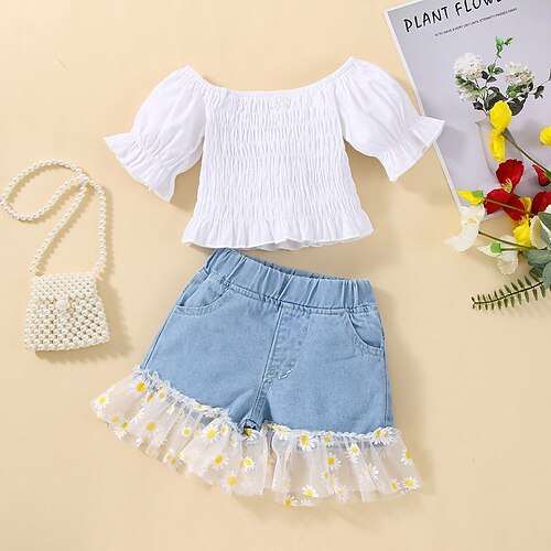 2 deler Baby Jente Blomstret Shorts dress Sett Kortermet Daglig Avslappet 3-7 år Sommer Hvit
2 deler Baby Jente Blomstret Shorts dress Sett Kortermet Daglig Avslappet 3-7 år Sommer Hvit