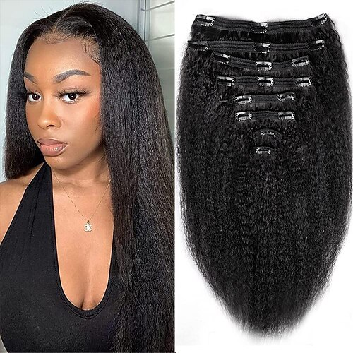 kinky straight clip in hair extensions ægte menneskehår klip ins fuld hoved til sorte kvinder brasiliansk remy yaki menneskehår naturlig sort farve 8 stk 18 clips 120 g
kinky straight clip in hair extensions ægte menneskehår klip ins fuld hoved til sorte kvinder brasiliansk remy yaki menneskehår naturlig sort farve 8 stk 18 clips 120 g