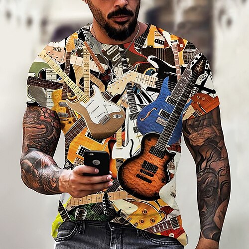 Herre T skjorte T-skjorter Grafisk Gitar Crew-hals Klær 3D-utskrift utendørs Avslappet Kortermet Trykt mønster Mote Designer Bekvem
Herre T skjorte T-skjorter Grafisk Gitar Crew-hals Klær 3D-utskrift utendørs Avslappet Kortermet Trykt mønster Mote Designer Bekvem