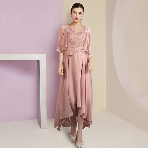 Spezzato Linea-A Abito da cerimonia per signora Formale Invitati del matrimonio Elegante Orlo asimmetrico A V Asimmetrico Lunghezza tè Chiffon Di pizzo Manica corta Stola inclusa con A pieghe Con
Spezzato Linea-A Abito da cerimonia per signora Formale Invitati del matrimonio Elegante Orlo asimmetrico A V Asimmetrico Lunghezza tè Chiffon Di pizzo Manica corta Stola inclusa con A pieghe Con