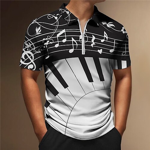 Per uomo POLO Polo con zip Camicia da golf Golf Stampe astratte Musica Note Tasti panoramici Collo ripiegabile Nero Blu Esterno Strada Maniche corte Cerniera Stampa Abbigliamento Di tendenza
Per uomo POLO Polo con zip Camicia da golf Golf Stampe astratte Musica Note Tasti panoramici Collo ripiegabile Nero Blu Esterno Strada Maniche corte Cerniera Stampa Abbigliamento Di tendenza