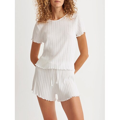 Per donna Pigiami Top e pantalone del pigiama Completi Banda Di tendenza Informale Morbido Interni Giornaliero Da letto Poliestere Traspirante Girocollo Manica corta maglietta Pantaloncini Estate
Per donna Pigiami Top e pantalone del pigiama Completi Banda Di tendenza Informale Morbido Interni Giornaliero Da letto Poliestere Traspirante Girocollo Manica corta maglietta Pantaloncini Estate