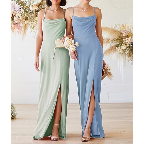 A-linje Brudepikekjole Spagettistropper Ermeløs Elegant Gulvlengde Chiffon med Delt front / Ensfarget 2022
A-linje Brudepikekjole Spagettistropper Ermeløs Elegant Gulvlengde Chiffon med Delt front / Ensfarget 2022