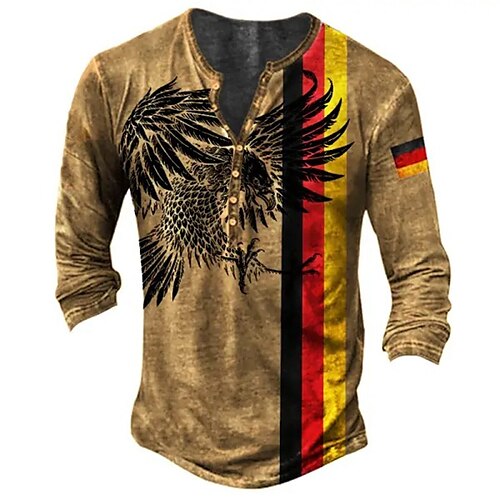 Herre Henley-skjorte T-Shirts Grafisk Ørn Nationalflag Henley Tøj 3D-udskrivning udendørs Afslappet Langærmet Knap ned Trykt mønster Mode Designer Bekvem
Herre Henley-skjorte T-Shirts Grafisk Ørn Nationalflag Henley Tøj 3D-udskrivning udendørs Afslappet Langærmet Knap ned Trykt mønster Mode Designer Bekvem