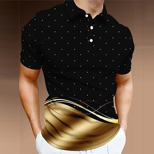 Per uomo POLO Camicia da golf Golf Stampe astratte Geometria Collo ripiegabile Oro Nero Nero Giallo Oro Esterno Strada Maniche corte Bottone giù Stampa Abbigliamento Sportivo Di tendenza Streetwear
Per uomo POLO Camicia da golf Golf Stampe astratte Geometria Collo ripiegabile Oro Nero Nero Giallo Oro Esterno Strada Maniche corte Bottone giù Stampa Abbigliamento Sportivo Di tendenza Streetwear